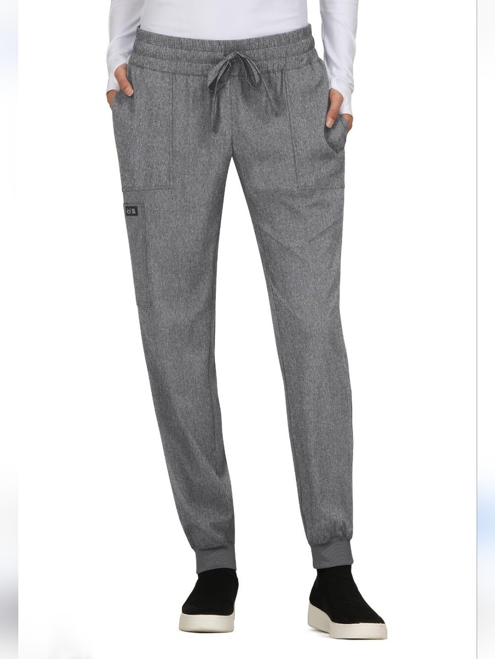 Koi Basics Heather Grey Women's Scrub Jogger Pants Size Medium Stretch Nurse